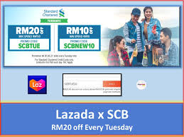 Lazada wallet (via mastercard) promotion: Standard Chartered Bank X Lazada Treasure Filled Tuesdays August 2021 Mypromo My