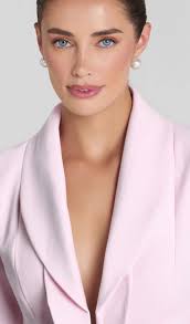 CAROL PINK 3D FLORAL BLAZER ＆ HIGH WAIST MIDI SKIRT SET