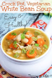 Vegetarian White Bean Soup Crockpot Or Slow Cooker In 2020 Clean Eating Soup Recipes Vegan Soup Recipes Vegetarian Crockpot