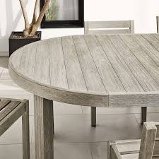 Low price · 5 stars · health and safety Portside Outdoor Expandable Round Dining Table Solid Wood Chairs Set Weathered Gray