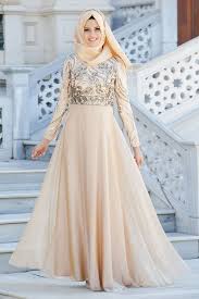 Neva Style Evening Dress Lace Detailed Gold Hijab Dress