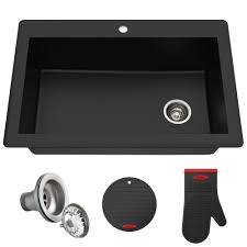 Black kitchen sinks are no longer limited to just granite and composite designs. 33 Drop In Undermount Granite Single Bowl Kitchen Sink In Black