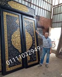 بوابه حديد قص ليزر لاحد عملائنا بالنزهه الجديده Wood Doors Interior Wood Doors Luxury Kitchen Modern
