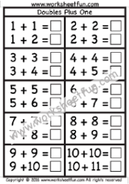 Addition Doubles Plus One Free Printable Worksheets First Grade Math Worksheets Math Fact Worksheets Addition And Subtraction