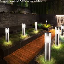 Es kann auf eine künstliche art durchgeführt werden, um nicht nur das licht zu liefert, sondern auch die schönheit dieser pflanzen. 8er Set Led Solar Steck Leuchten Garten Weg Aussen Beleuchtung Ip44 Erdspiess Lampen Edelstahl Kaufen Bei Www Etc Shop De Gmbh Co Kg