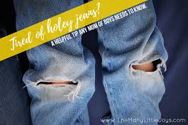 Start making your holes after your jeans are sufficiently distressed, take your scissors or knife and use the edge (not the tip) to start horizontally scraping the area where you want your rips to. The Life Changing Solution To Boys Who Put Holes In Their Jeans The Many Little Joys
