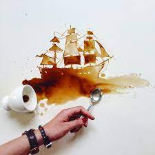 Arte Derramada Sobre Cafe Gourmet
