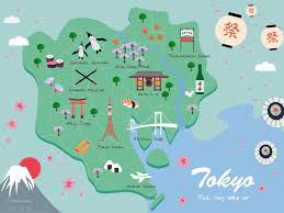 Tokyo Map Illustration Tokyo Map Illustrated Map Map