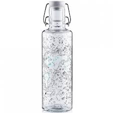Glass with water on the background of the sea. Soulbottles Glass Water Bottle 0 6l Waterworld Biome