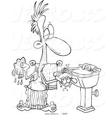 Download and print these handwashing coloring pages for free. Vector Of A Cartoon Man Washing His Hands With Soap And A Wash Cloth Coloring Page Outline By Toonaday 13555