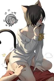 Rule 34 - Asphyxiation Atlus Black Hair Blush Cat Ears Cat Tail Catboy  Claws Gay Hair Over One Eye Kurosu Jun Nosebleed Persona Persona 2 Persona  2 Innocent Sin Sitting On Face