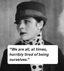 1959. Greenwich Ave. American author Djuna Barnes carries a shopping bag  and a cane as she walks along Greenwich Avenue. Bio in comments Photo by  Fred W. McDarrah/Getty