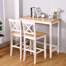 Find your ideal style of dining sets for your home today! Warmiehomy Wooden Bar Table And Chairs Set Breakfast Bar Coffee Counter Table And 2 Stools Space Saving Compact White Buy Online In India At Desertcart In Productid 189727524