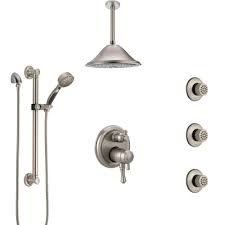 Delta Cassidy Dual Control Handle Stainless Steel Finish Shower System Faucetlist Com