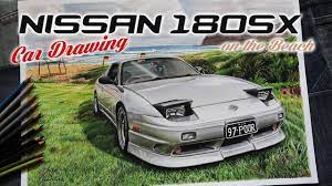 Japan has sent some interesting cars our way. Nissan 180sx On The Beach Realistic Jdm Car Art Drawing Orhan Ozvatan Youtube