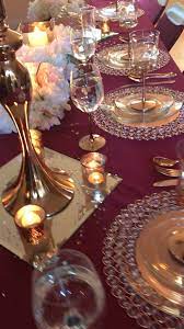 Elegant Burgundy And Rose Gold Table Settings Videos Elegant Rose Gold Wedding Table Burgandy And Gold Wedding Gold Wedding Decorations