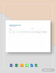 Blank Basketball Stat Sheet Template Word Excel Google