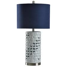 The most common us navy lamp material is metal. Stylecraft 27 In White Silver Sand Table Lamp With Navy Blue Hardback Fabric Shade L311367ads The Home Depot