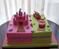 Combined Joint Birthday Cake For Brother And Sister Twins Birthday Cake Castle And Cars Twin Birthday Cakes Boy Birthday Cake Birthday Cake Girls