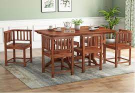 Oak dining set a 7 piece traditional white and natural wooden dinette table with 6 chairs which is the best kitchen or living room solution guaranteed country rustic room furniture sets for 6 on sale. 6 Seater Dining Table Set Buy Dining Table Set 6 Seater Upto 70 Off