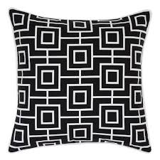 White outdoor cushions with black piping. Bondi Ash Outdoor Cushion With White Piping 45x45cm Hupper