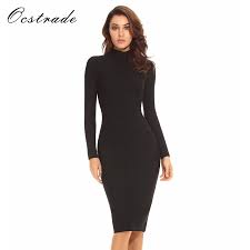 The autumn season consists of chilly days and cool nights. Ocstrade Knee Length Long Sleeve Dress Women Winter Red Black Long Sleeve Bandage Dress Rayon High Quality 2017 New Arrival Bandage Dress Rayon Sleeve Dressbandage Dress Aliexpress