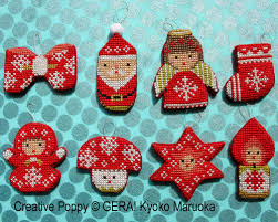 Discover thousands of more patterns to print online instantly at crosstitch.com. Gera By Kyoko Maruoka Mini Christmas Ornaments Cross Stitch Pattern