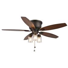 Hampton Bay Stoneridge 52 In Led Indoor Outdoor Bronze Hugger Ceiling Fan With Light Kit 51974 The Home Depot Hugger Ceiling Fan Ceiling Fan With Light Fan Light