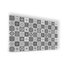 Fond De Hotte En Verre De Synthese Pour Cuisine Pret A Poser Avec Adhesif Carreaux Ciments Noir Et Blanc L 120 X H 70 Cm Achat Vente Credence
