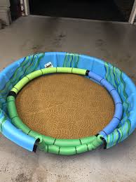 Diy Whelping Pen For Dogs Made From A Kiddie Swimming Pool And Pool Noodles Total Cost 15 Dog Whelping Box Whelping Box Whelping Puppies