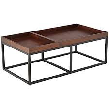 Featuring a unique blend of vintage industrial and contemporary style elements, the. Buy Amazon Brand Rivet Modern Industrial Coffee Table With Metal Base And Trays 42 1w Walnut Finish Online In Vietnam B084mn72yq