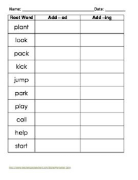 Worksheet Page To Add Ed Ing To Root Words Phonics Lessons Root Words Spelling Words