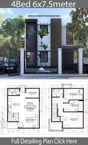 1 plan unlike the conventional design, this 5 bedroom two storey house plan has it kitchen at the left side instead of a dining first. Small Home Design Plan 6x7 5m With 4 Bedrooms Home Design With Plansearch Small House Design Plans Modern Small House Design House Construction Plan