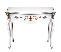 This console features an aged silver leaf finish with a dark grey faux shagreen inset top. Decorated Console Table Gold And Silver Leaf Ferrettohome By Arteferretto