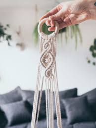 Macrame Flower Lamp With Wooden Ring Boho Decoration Plant Hanger Hanging Plant Gift In 2020 Plant Hanger Boho Decor Wooden Rings