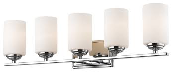 Bathroom Vanity 5 Light With Chrome Finish Steel Medium Base Bulbs 31 500w Transitional Bathroom Vanity Lighting By Rlalighting