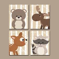 Woodland Nursery Wall Art Birch Wood Forest Animals Artwork Canvas Or Print Bedro Woodland Animal Wall Art Woodland Nursery Wall Art Woodland Animal Nursery