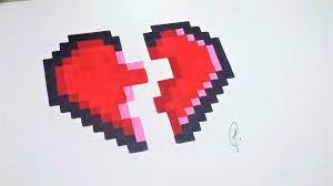 Modèle d'un poisson et d'une tête d'ours à reproduire sur un quadrillage. Dessin Coeur Brise Pixel Art Youtube