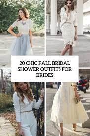 20 Chic Fall Bridal Shower Outfits For Brides Weddingomania Bridal Shower Dress Bridal Shower Attire Bride Clothes