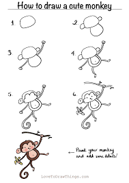 It's an easy one and both kids and drawing beginners will master it in no time. Love To Draw Things How To Draw A Cute Monkey In 6 Steps