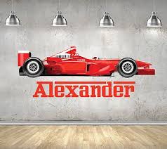 Personalised Formula 1 Ferrari Inspired Car Full Colour Wall Art Sticker F1 Wall Decals Stickers Home Decor Boy Car Room Car Wall Art Wall Colors