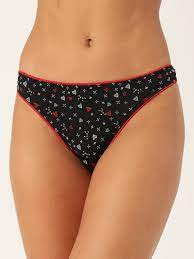 Buy Leading Lady Leading Lady Black Printed Mid-Rise Cotton Thongs TGP-6010  at Redfynd