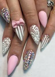 Black And White Striped Stiletto Nails Pink White Striped Rhinestone Nails Nail Art Colourgossipnails Acrylicnailartdesignsrhinestones Rhinestone Nails Nail Art Wedding Nail Art Rhinestones