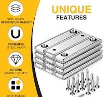 Strong Neodymium Rectangular Pot Magnets with Counter Bore, 55 lbs(25 KG)  Pulling Force Countersunk Hole Magnets with Mounting Screws - 60x13.5x5mm,  ...