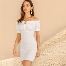 Sweet As Ever Off The Shoulder Shirred Strapless Bodycon Dress Cole S Lifestyle Shirred Dress Boho Summer Dresses Boho Mini Dress
