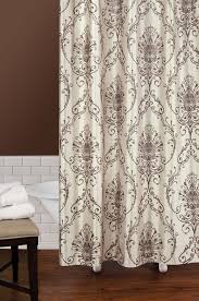 Capello Natural Tan Cream Brown Damask Shower Curtain New Scroll Fleur De Lis Brown Shower Curtain Curtains Cream Shower Curtains