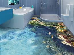 3d Flooring With Epoxy Paint Makes Your Bathroom Like Ocean Floor Murals Floor Design Bathroom Flooring