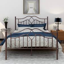 Bed frame for headboard and footboard full size. Metal Bed Frame Full Size Modern American Style Mattress Headboard Footboard Heavy Duty Steel Slabs Bronze Buy Online In Antigua And Barbuda At Desertcart 173872139