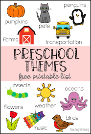 Free to use anywhere including preschools, daycare centers, summer camps, and at home. Preschool Themes Printable