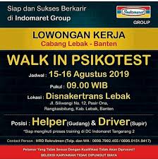 Tes ini dapat berbentuk tertulis, proyektif Walk In Psikotest Untuk Posisi Helper Dan Driver Indomart Cabang Lebak Banten 11 Aug 2019 Loker Atmago Warga Bantu Warga